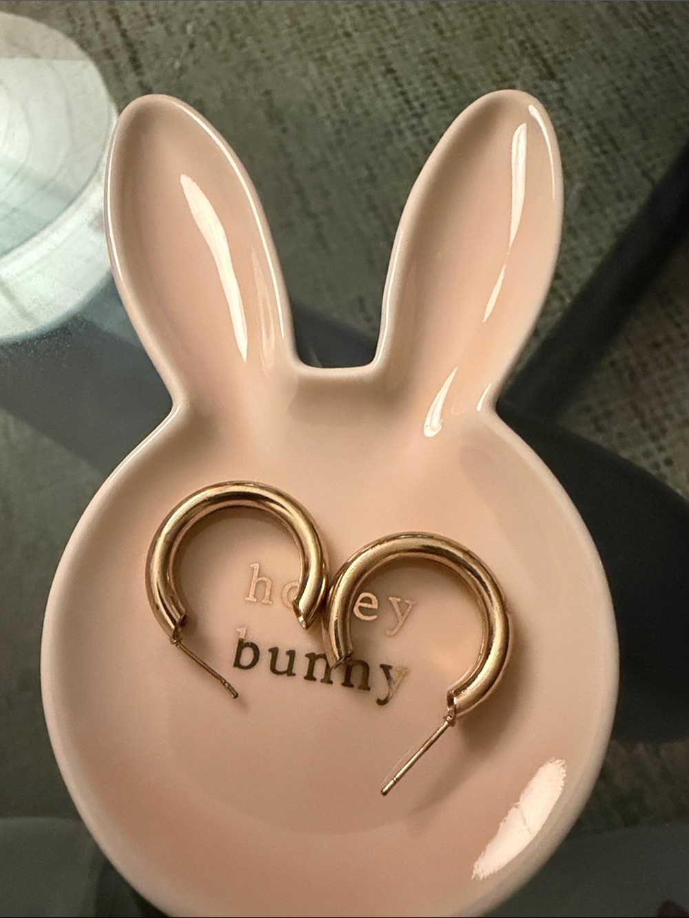 Pink Bunny Ceramic Trinket Dish - Honey Bunny